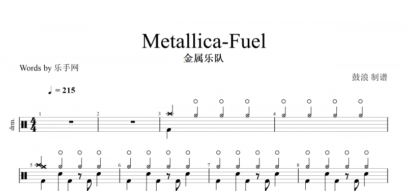金属乐队Metallica-Fuel鼓谱 附动态鼓谱演示