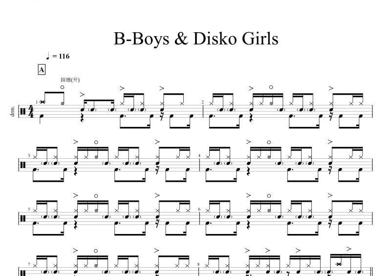 B-Boys&Disko Girls鼓谱 节奏男孩&迪斯科女孩架子鼓谱 