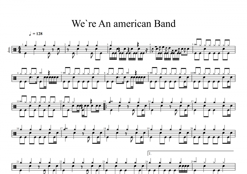 Grand Funk Railroad-We‘re An american band架子鼓谱爵士鼓曲谱