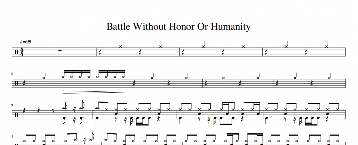 布袋寅泰-Battle Without Honor Or Humanity（无差别格斗）架子鼓谱