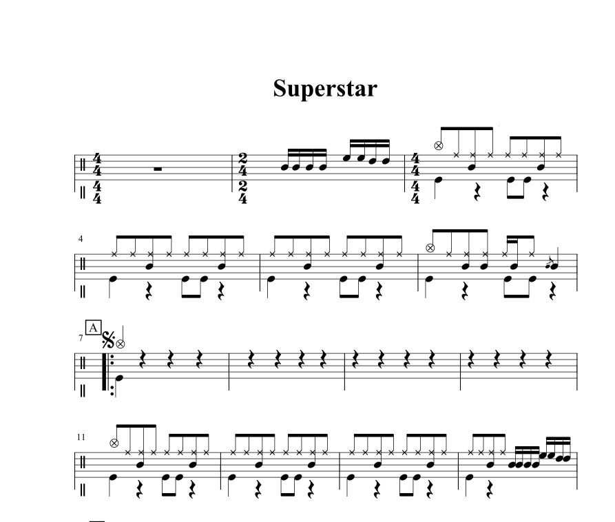 S.H.E Superstar鼓谱 Super star架子鼓谱