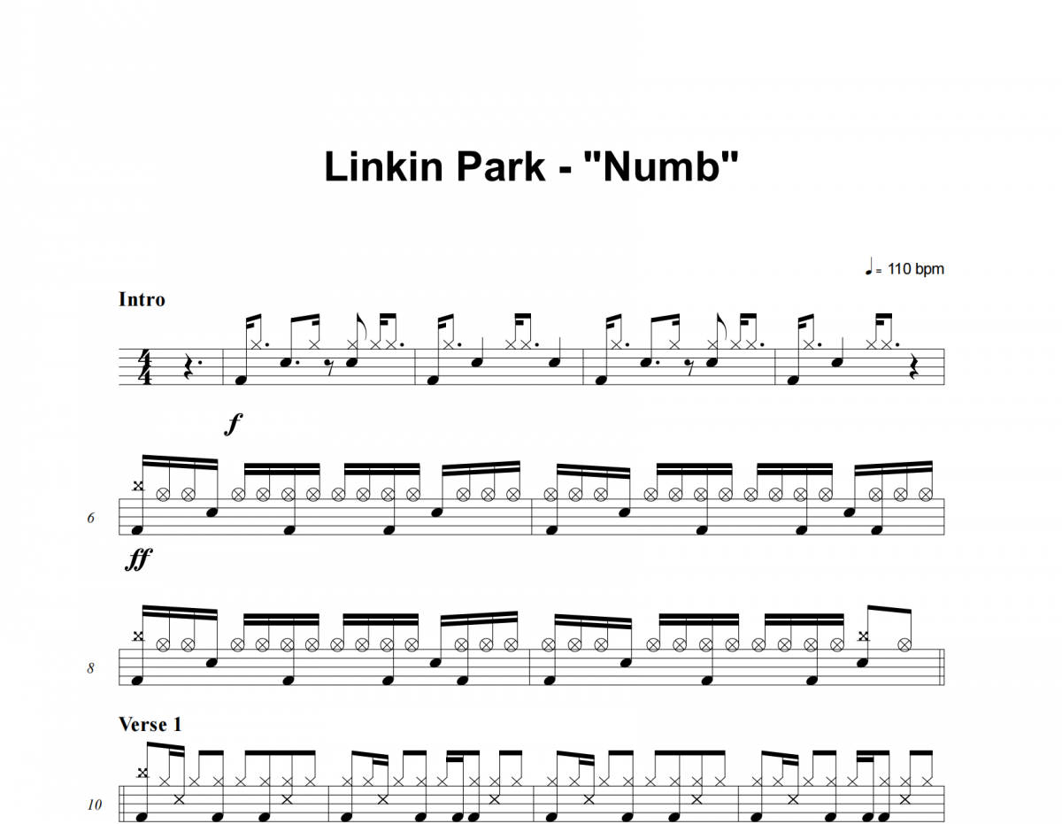 LINKIN PARK-Numb架子鼓谱 老虎不说谎制谱