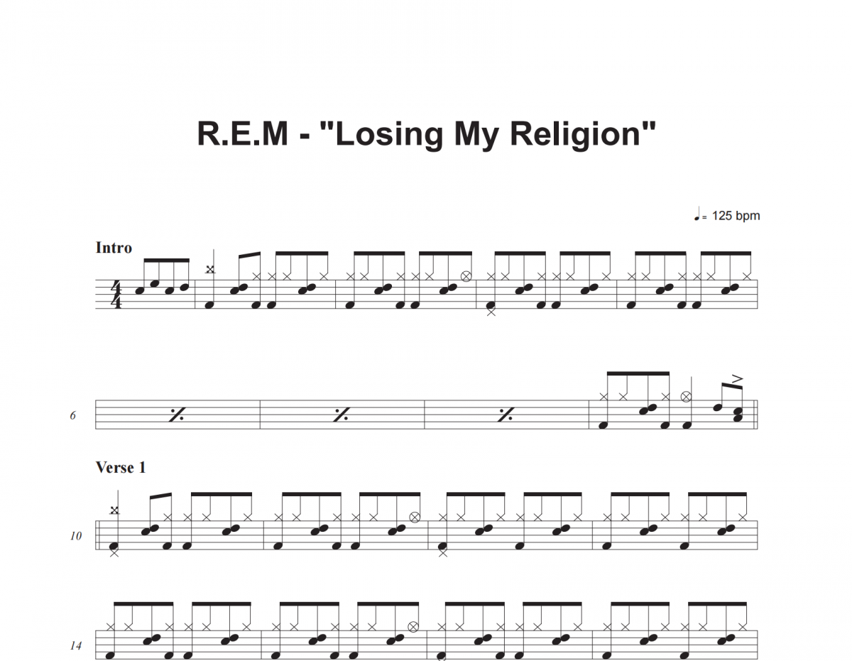 R.E.M-Losing My Religion架子鼓谱爵士鼓曲谱