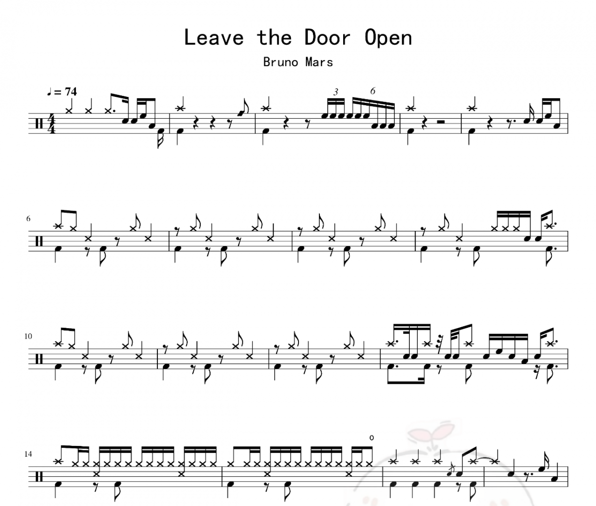 Bruno Mars-Leave the Door Open架子鼓谱爵士鼓曲谱 老虎不说谎制谱