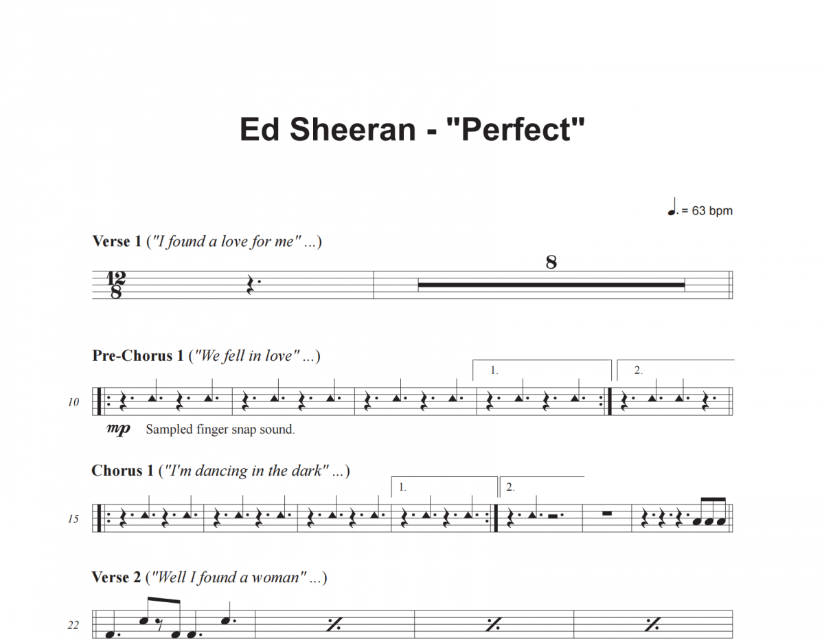 Ed Sheeran-Perfect架子鼓谱爵士鼓曲谱
