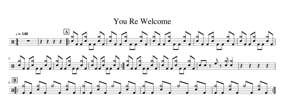 Marcelo Bach《You Re Welcome》架子鼓|爵士鼓|鼓谱+动态鼓谱视频