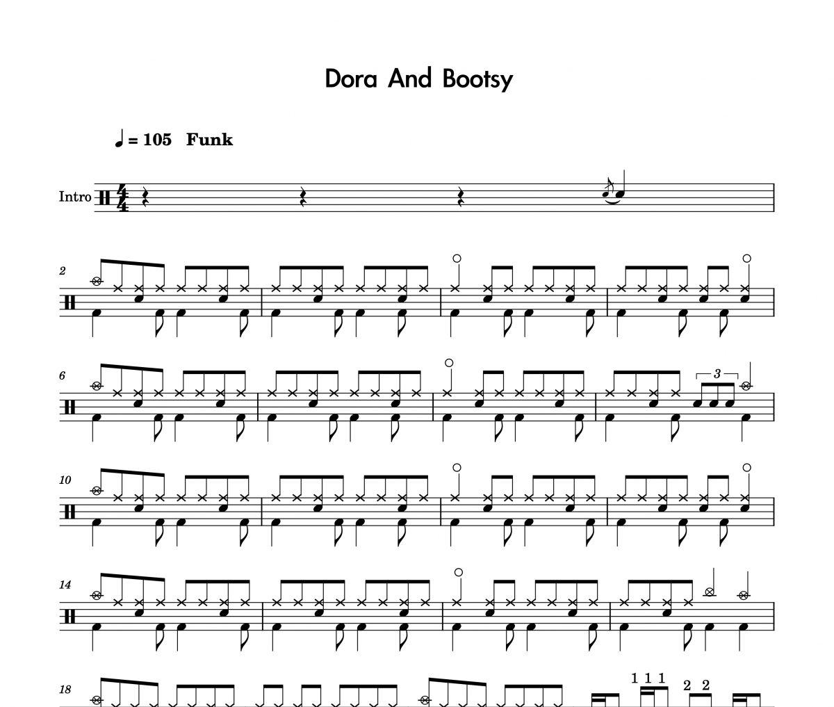 Dora and Bootsy四级考级曲鼓谱 九拍音乐《Dora and Bootsy四级考级曲》架子鼓|爵士鼓|鼓谱