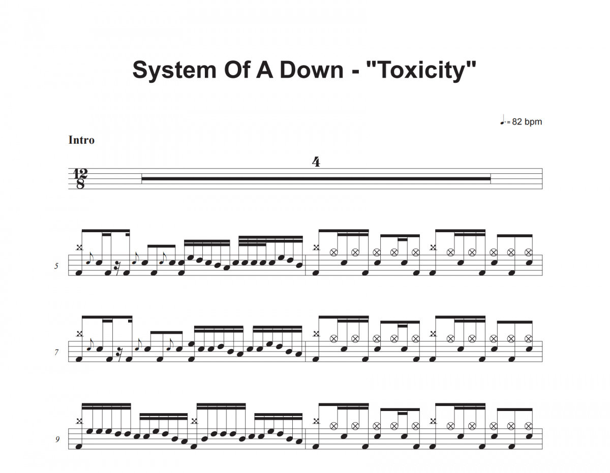 Toxicity鼓谱 System Of A Down《Toxicity》架子鼓|爵士鼓|鼓谱