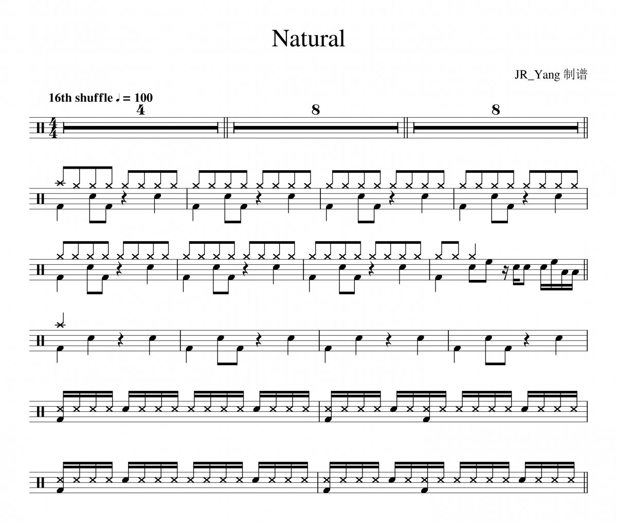 Natural鼓谱 Imagine Dragons《Natural》架子鼓|爵士鼓|鼓谱