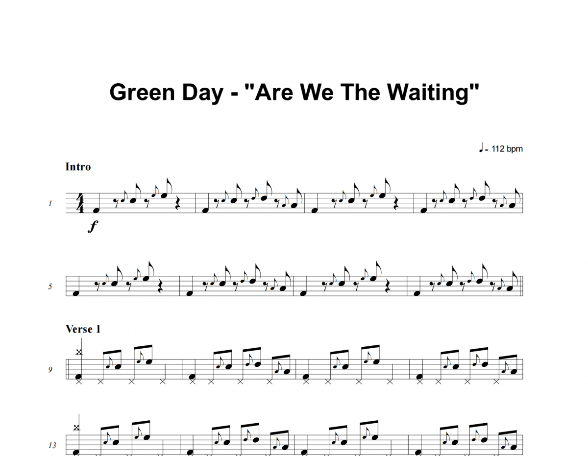 Are We The Waiting鼓谱 Green Day《Are We The Waiting》架子鼓|爵士鼓|鼓谱