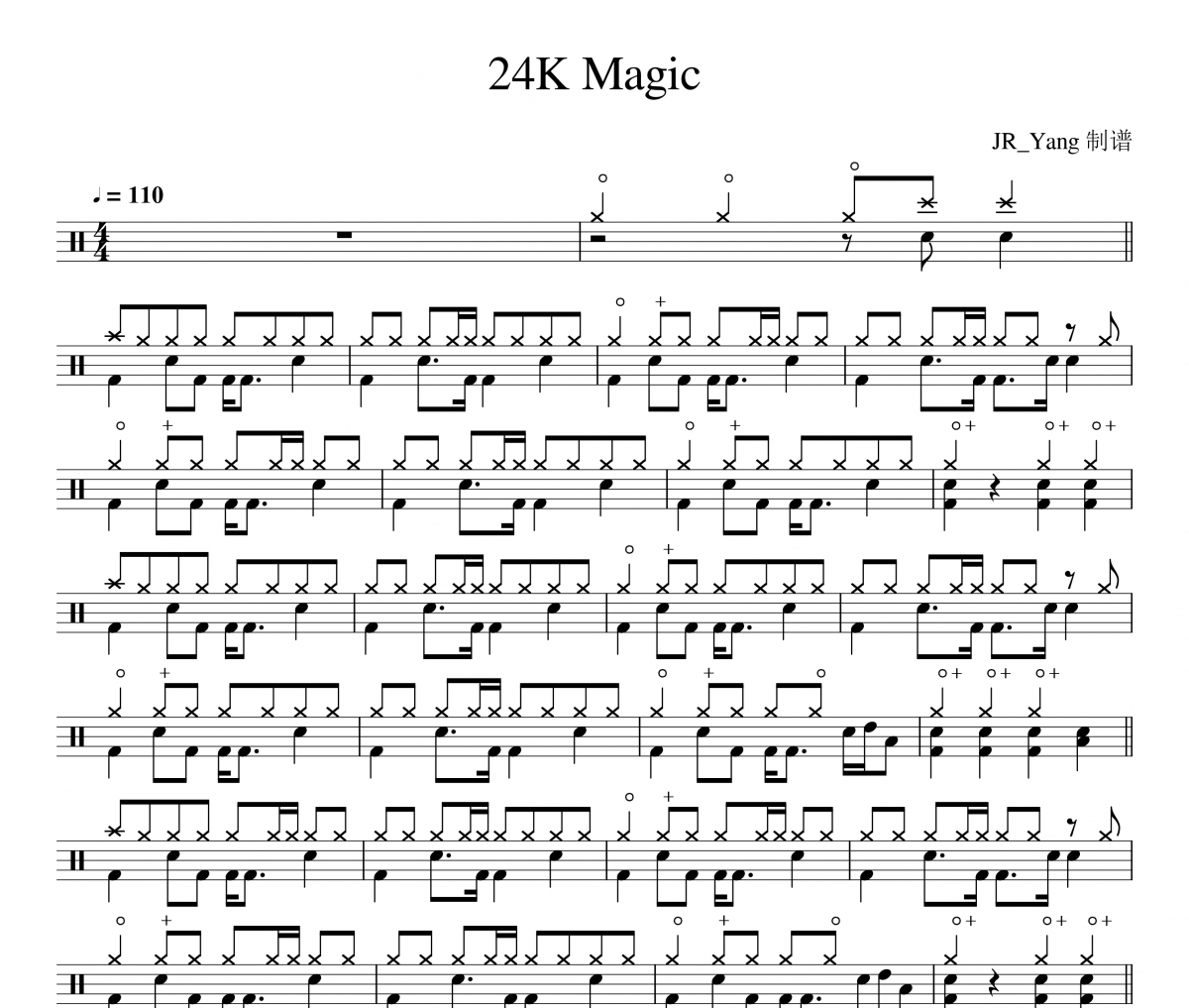 Bruno Mars《24k Magic》|爵士鼓鼓谱