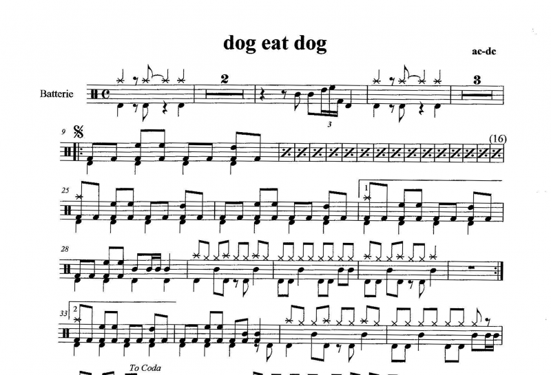 AC/DC-Dog eat dog架子鼓谱