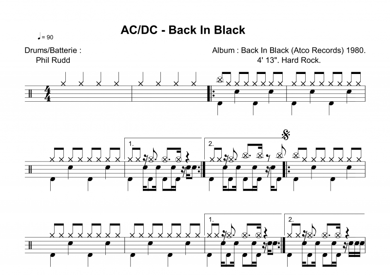 AC/DC-Back In Black架子鼓谱
