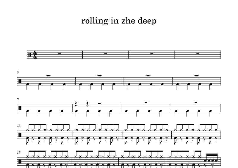 Adele-rolling in zhe deep架子鼓谱爵士鼓曲谱