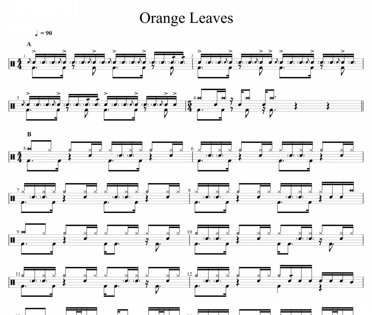 Orange Leaves鼓谱 Anika Nilles-Orange Leaves架子鼓谱