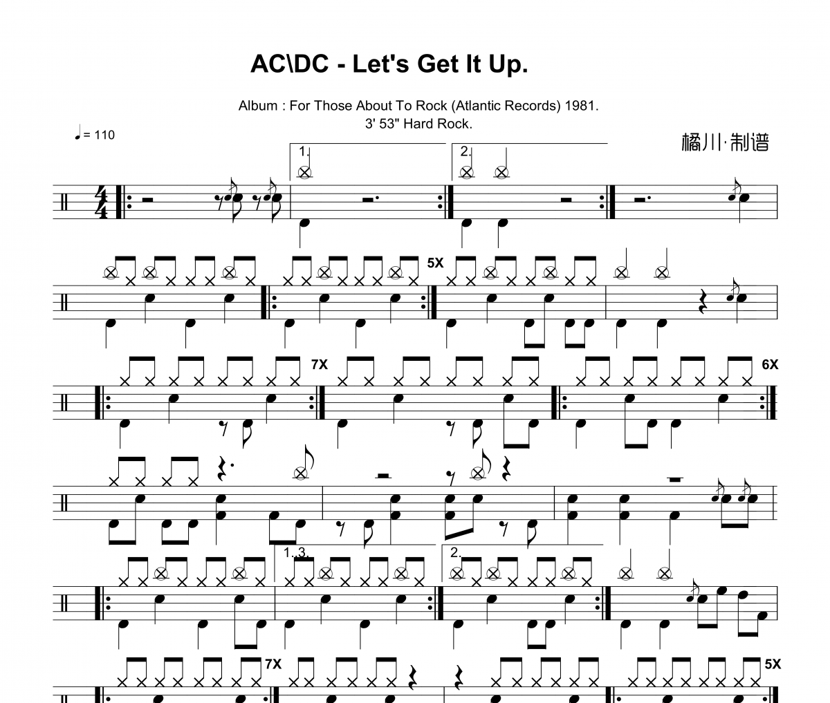 Let's Get It Up鼓谱 AC/DC-Let's Get It Up爵士鼓谱