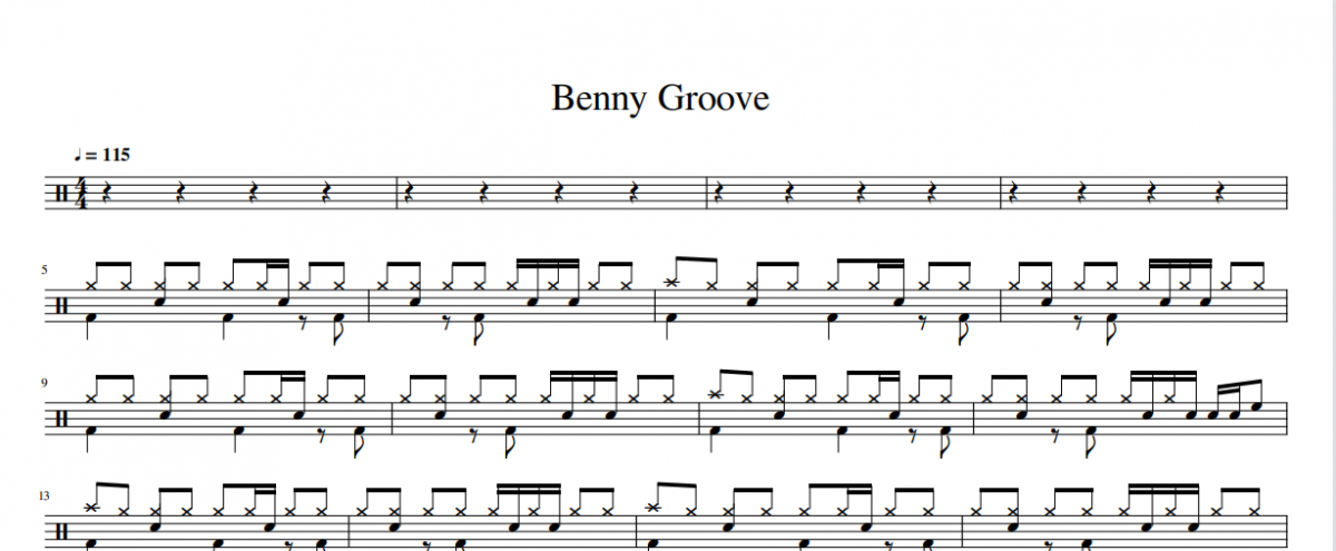 纯音乐 放克-Benny Groove架子鼓谱（比赛曲目）