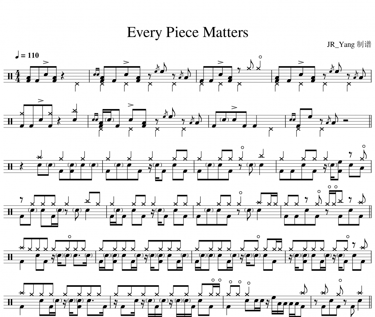 Plini-Every Piece Matters架子鼓谱爵士鼓曲谱