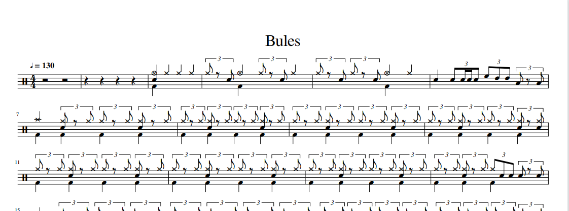 佚名-Bules架子鼓谱爵士鼓曲谱+无鼓伴奏