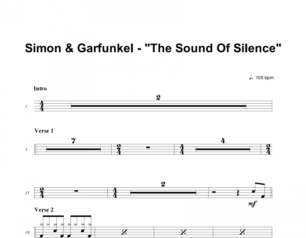 Simon/Garfunkel-The Sounds of Silencelks架子鼓谱爵士鼓曲谱
