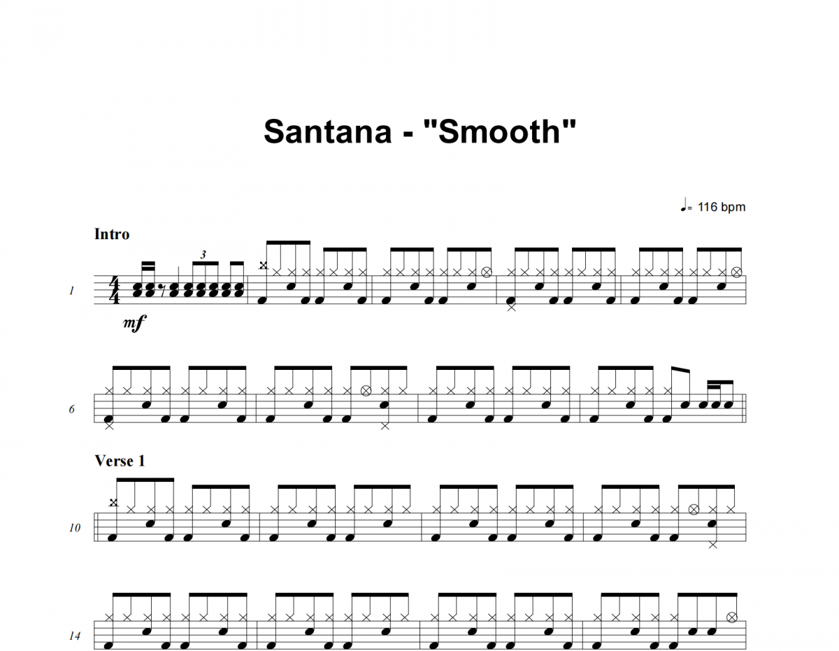 Santana、Rob Thomas-Smooth架子鼓谱爵士鼓曲谱