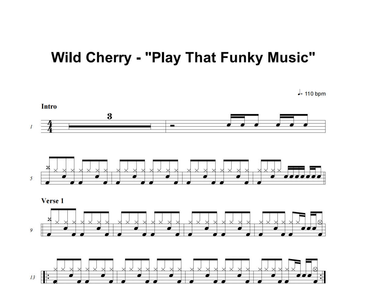 Wild Cherry-Play That Funky Music架子鼓谱爵士鼓曲谱