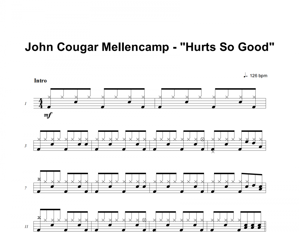 John Mellencamp-Hurts So Good架子鼓谱爵士鼓曲谱