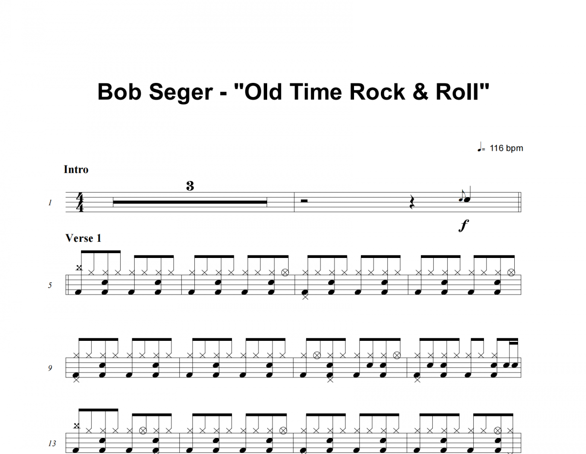 Bob Seger-Old Time Rock & Roll架子鼓谱爵士鼓曲谱