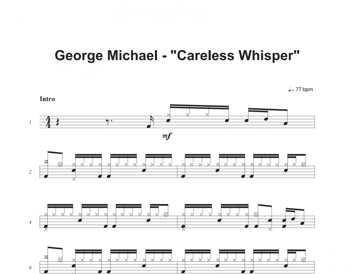 George Michael-Careless Whisper架子鼓谱爵士鼓曲谱