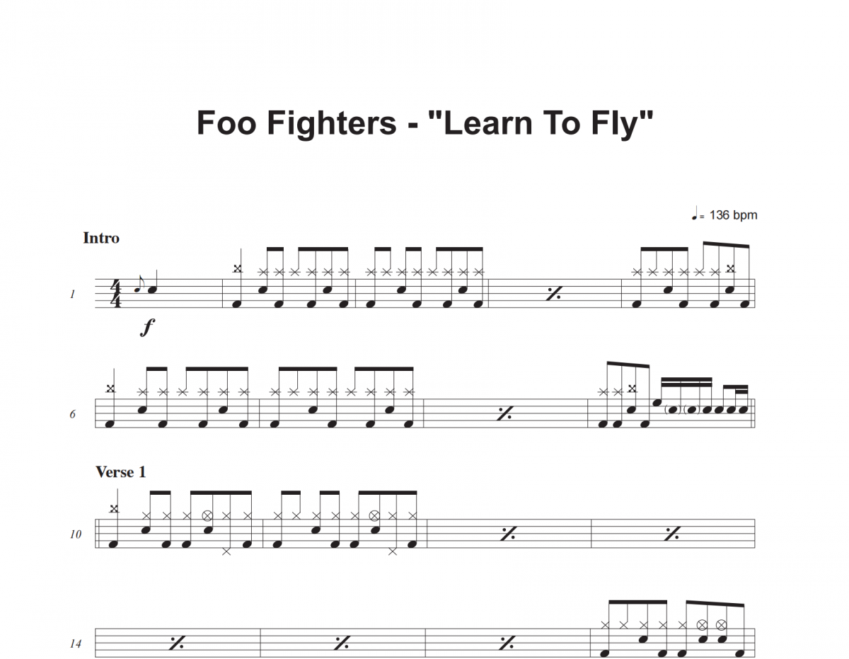 Foo Fighters-Learn To Fly架子鼓谱 老虎不说谎制谱