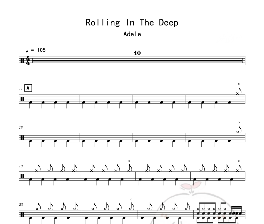 Adele-Rolling In The Deep架子鼓谱 老虎不说谎制谱