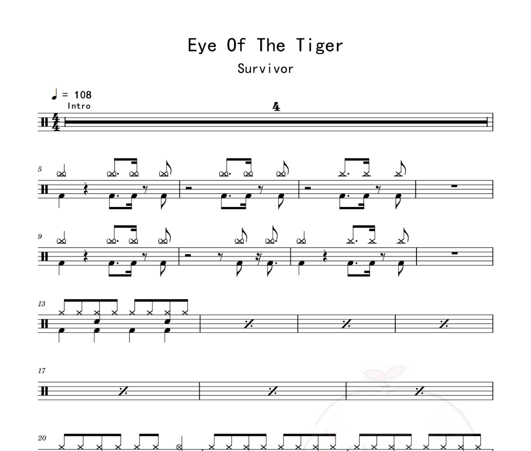 Survivor-Eye Of The Tiger爵士鼓曲谱 老虎不说谎制谱