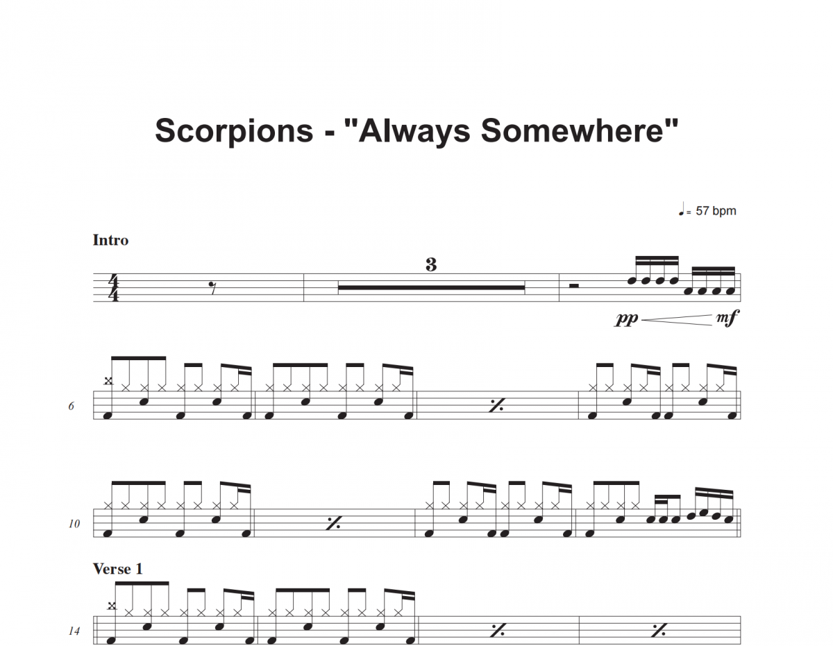 Scorpions-Always Somewhere架子鼓谱爵士鼓曲谱