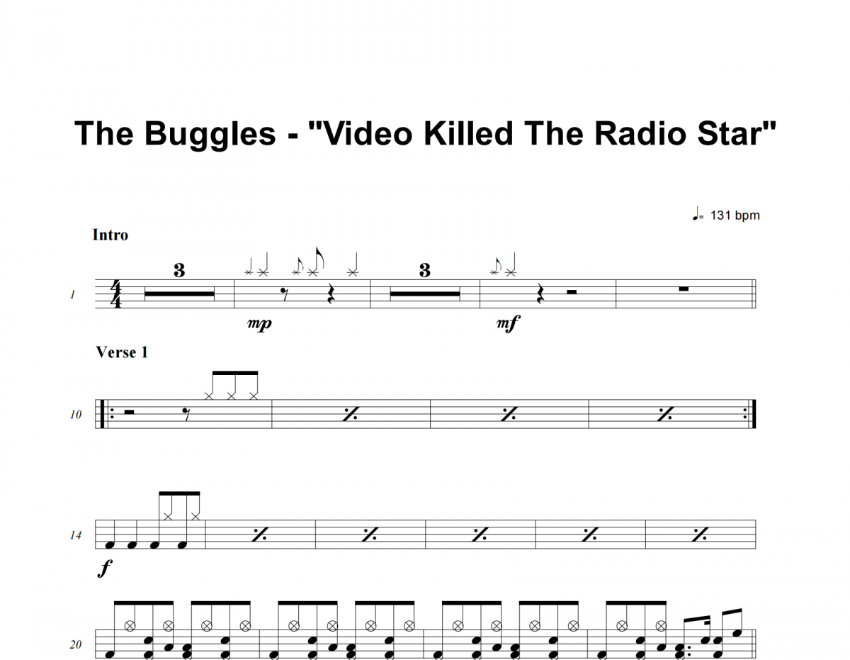 The Buggles-Video Killed The Radio Star架子鼓谱爵士鼓曲谱