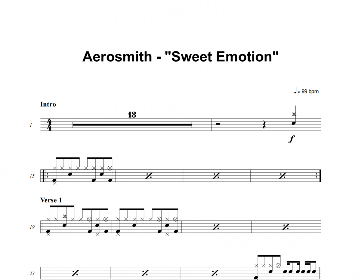 Sweet Emotion鼓谱 Aerosmith-Sweet Emotion架子鼓谱