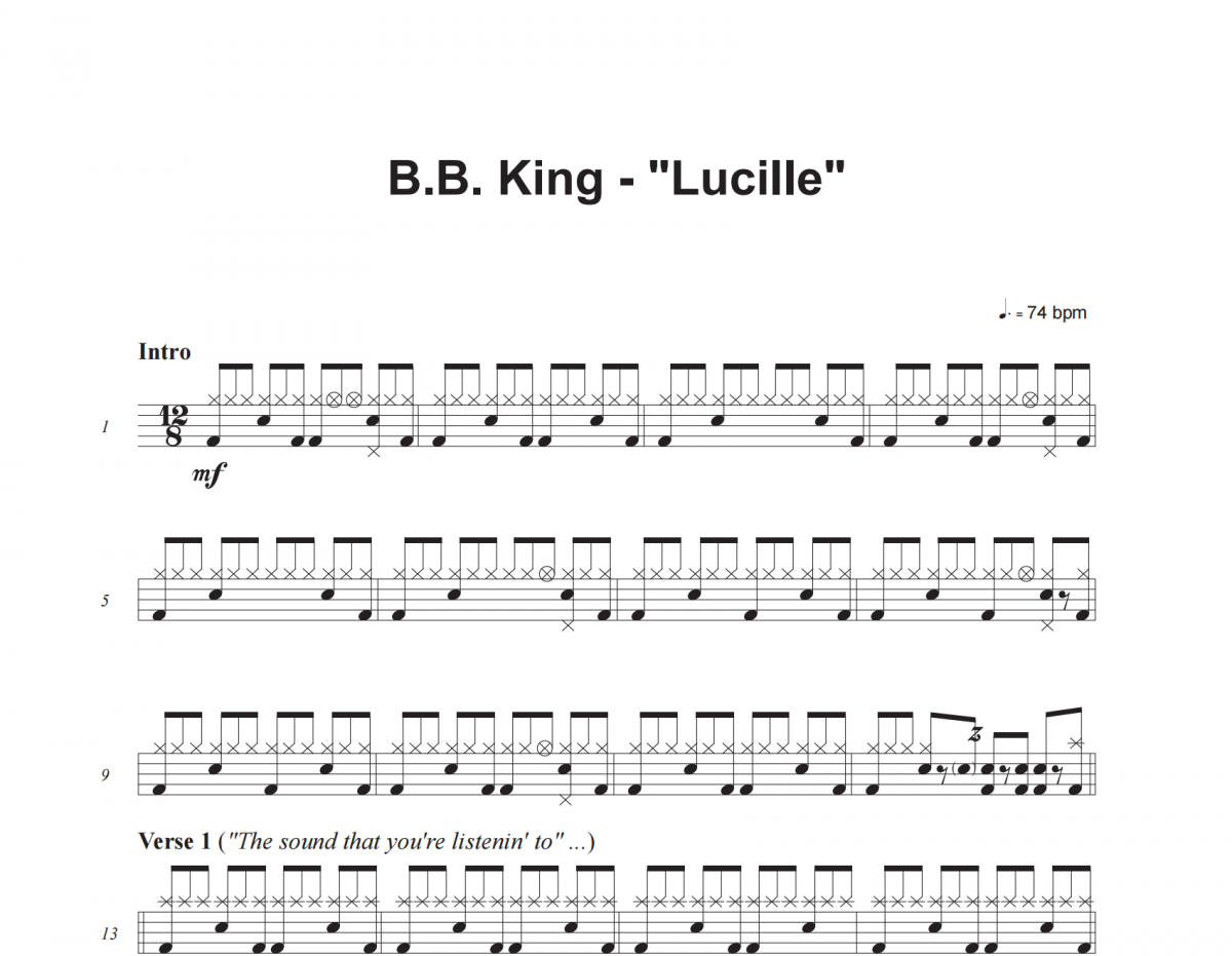 B.B. King-Lucille架子鼓谱爵士鼓曲谱