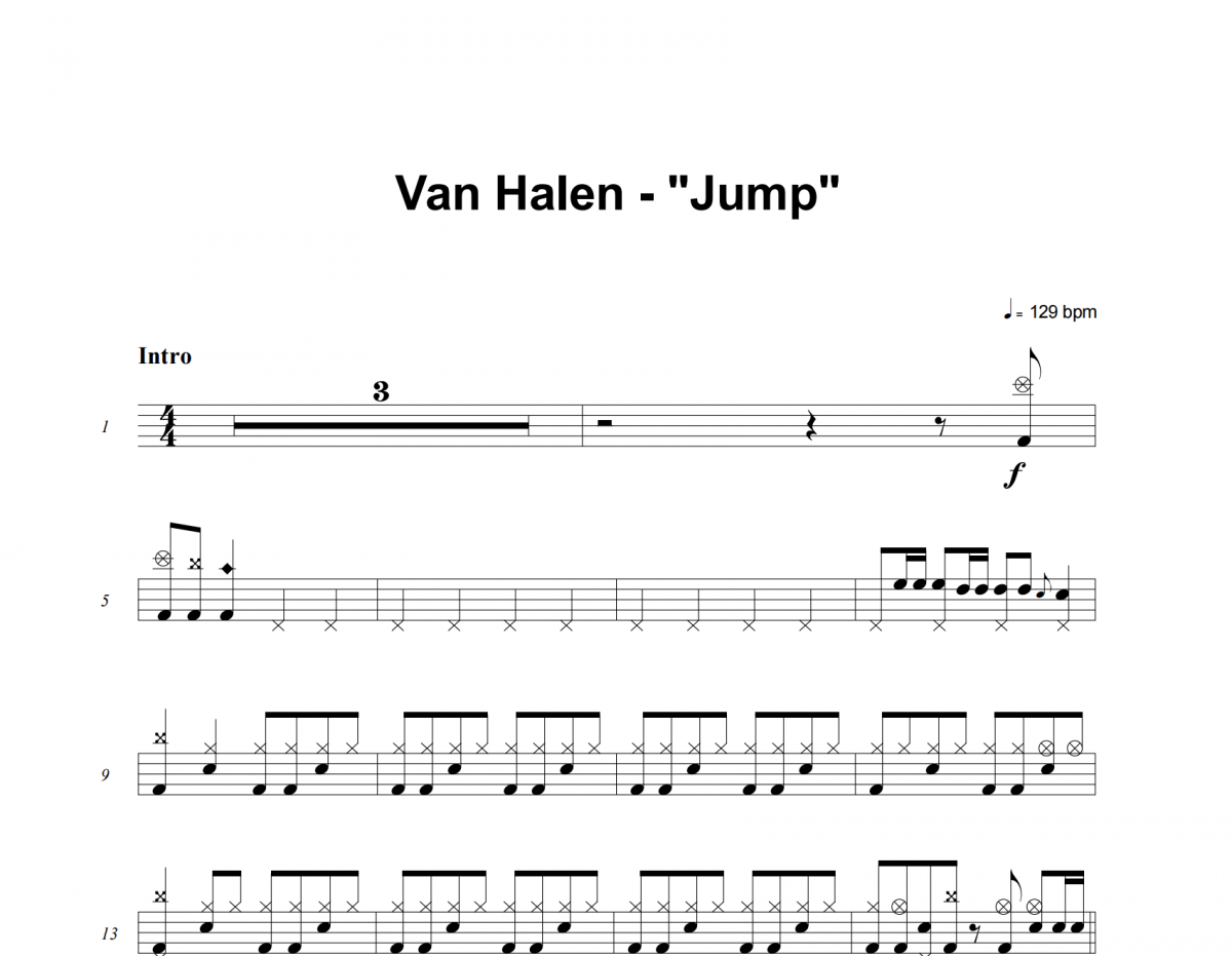 Van Halen-Jump架子鼓谱爵士鼓曲谱