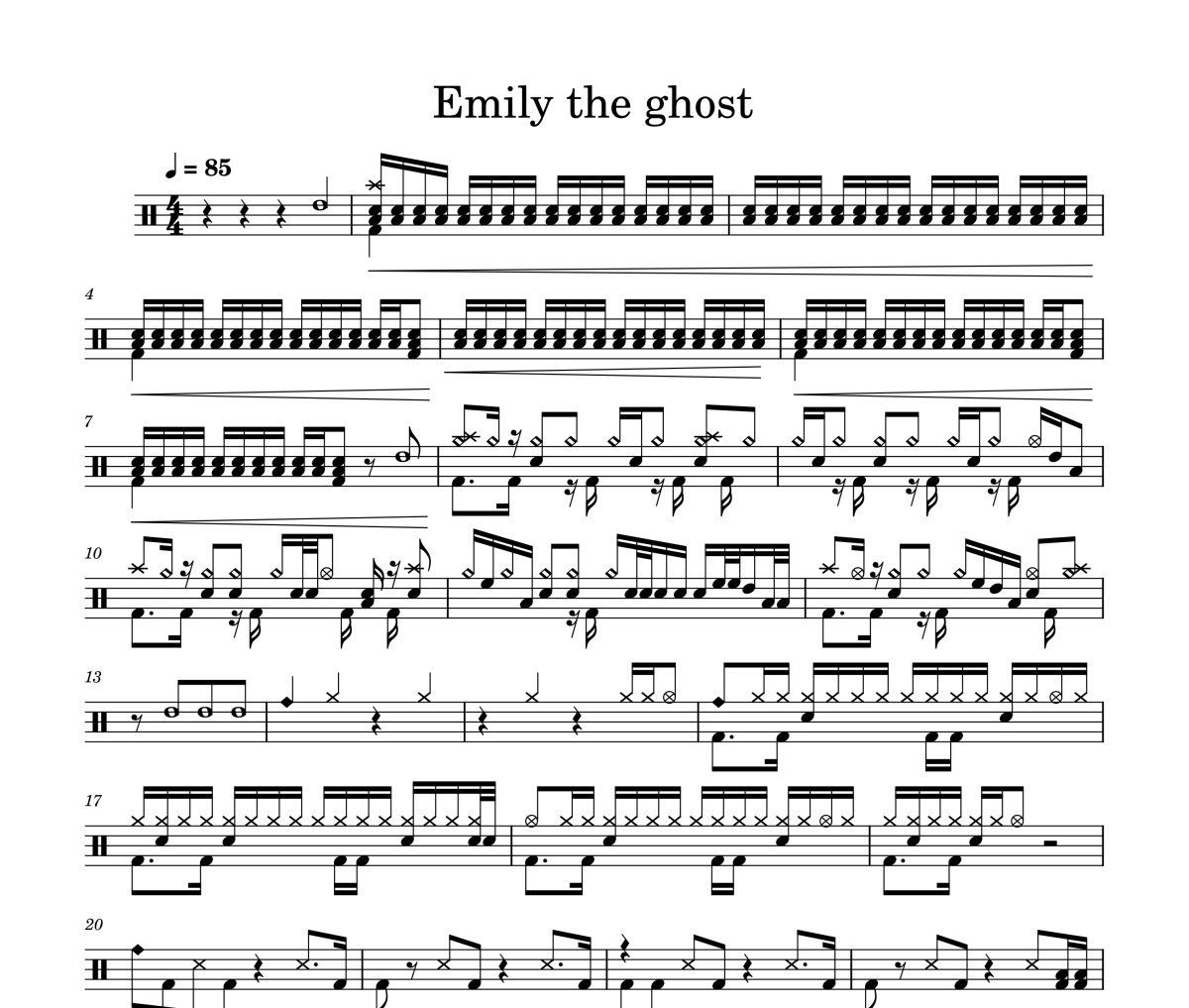 Emily the ghost鼓谱 草东没有派对《Emily the ghost》架子鼓|爵士鼓|鼓谱