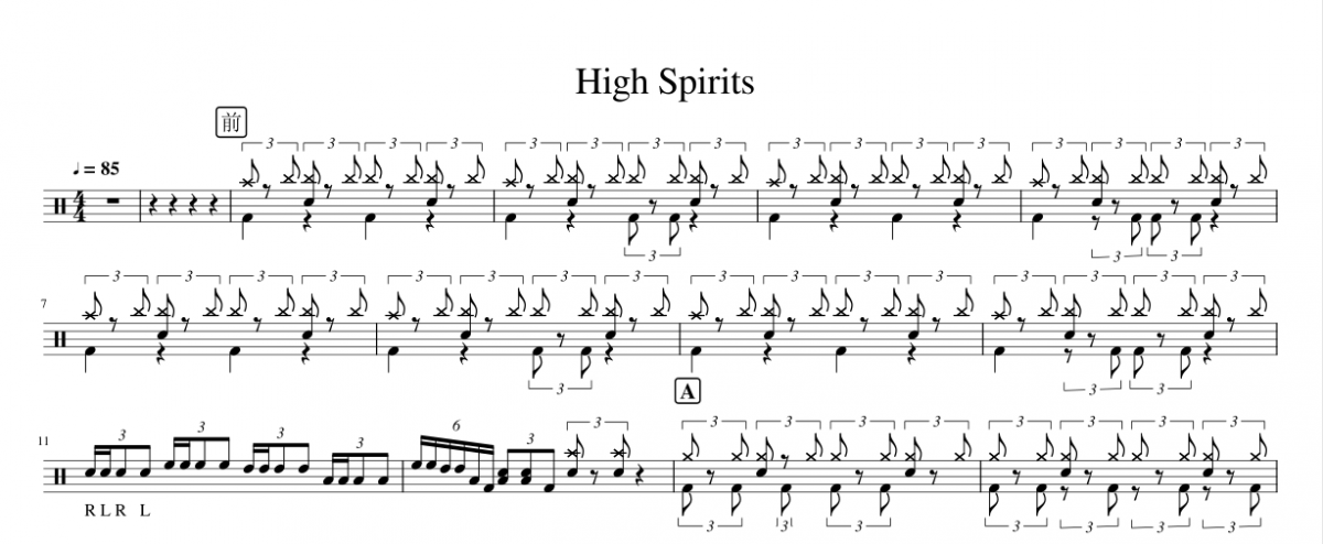 Marcelo Bach-High Spirits架子鼓谱+动态鼓谱视频