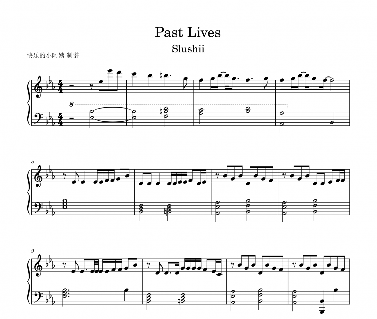 Past Lives钢琴谱 Slushii《Past Lives》五线谱|钢琴谱