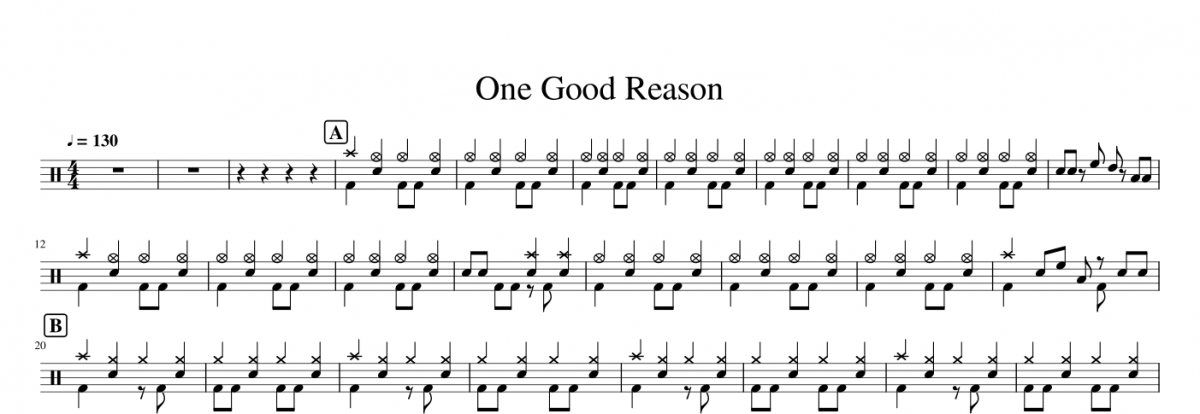 Marcelo Bach-One Good Reason架子鼓|爵士鼓|鼓谱+动态鼓谱视频