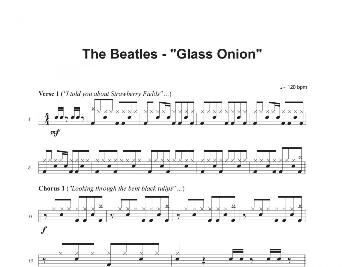 Glass Onion 鼓谱 The Beatles-Glass Onion(Remaster)架子鼓|爵士鼓|鼓谱