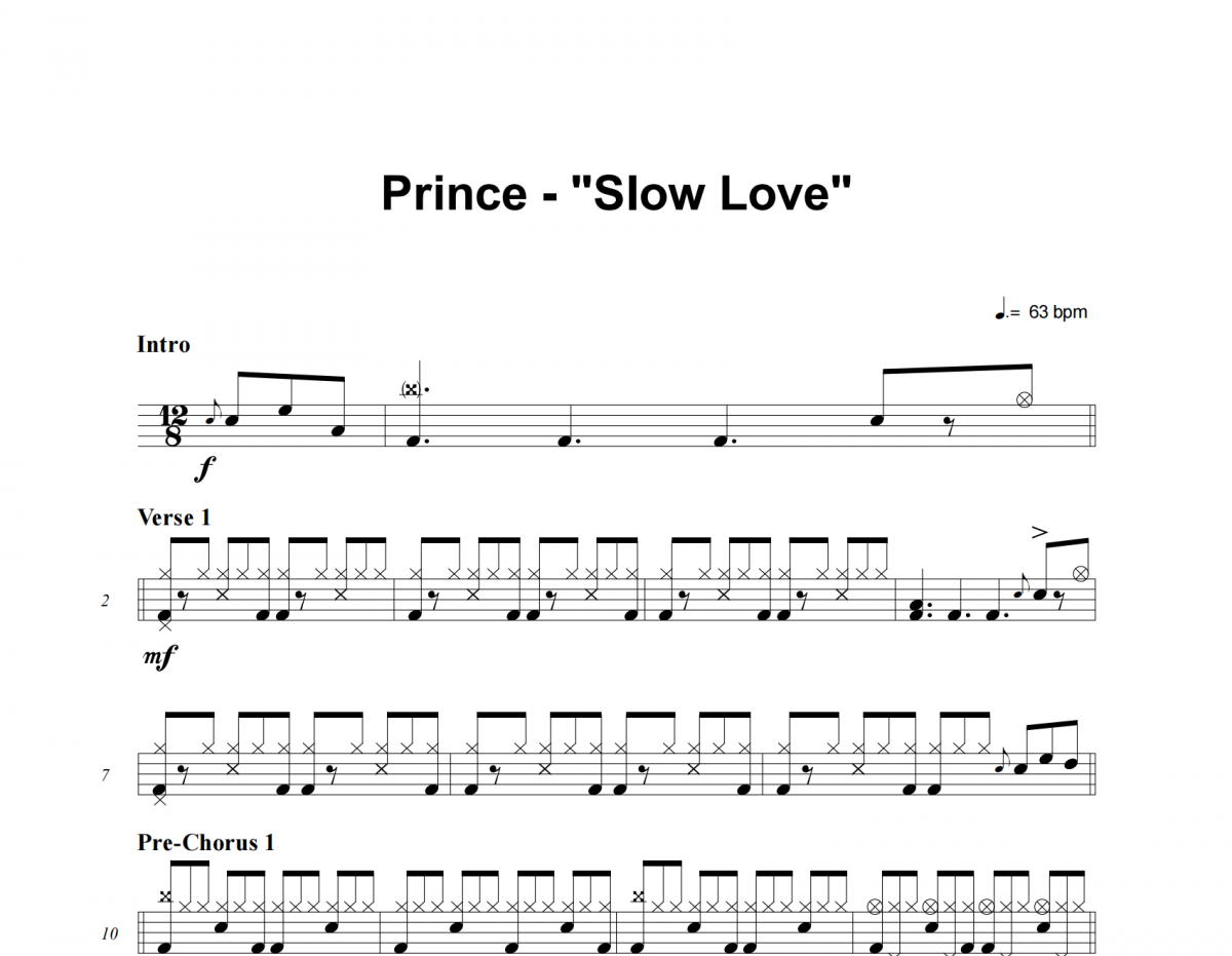 Slow Love 鼓谱 Prince-Slow Love(2020 Remaster)架子鼓|爵士鼓|鼓谱