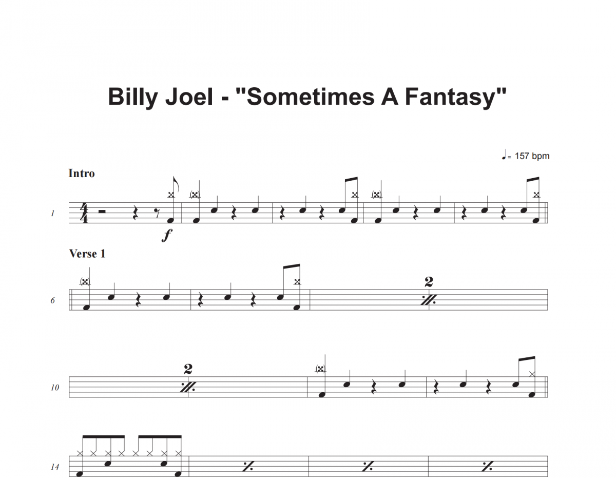 Billy Joel-Sometimes a Fantasy(Single Version)架子鼓|爵士鼓|鼓谱