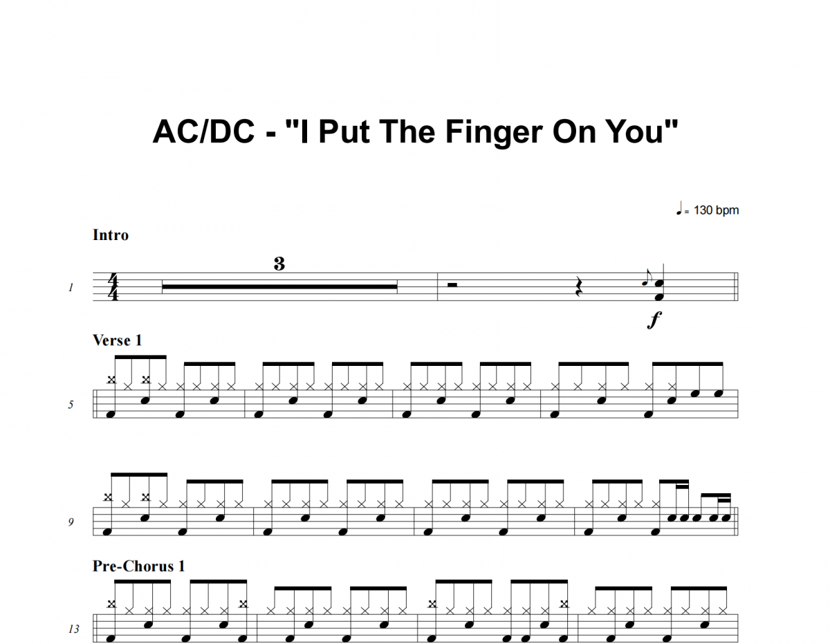 I Put The Finger On You鼓谱 ACDC-I Put The Finger On You架子鼓|爵士