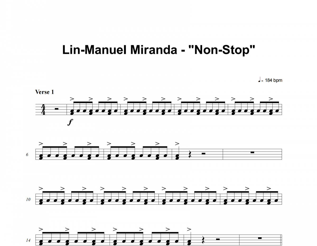 Non-Stop鼓谱 Lin-Manuel Miranda-Non-Stop架子鼓|爵士鼓|鼓谱