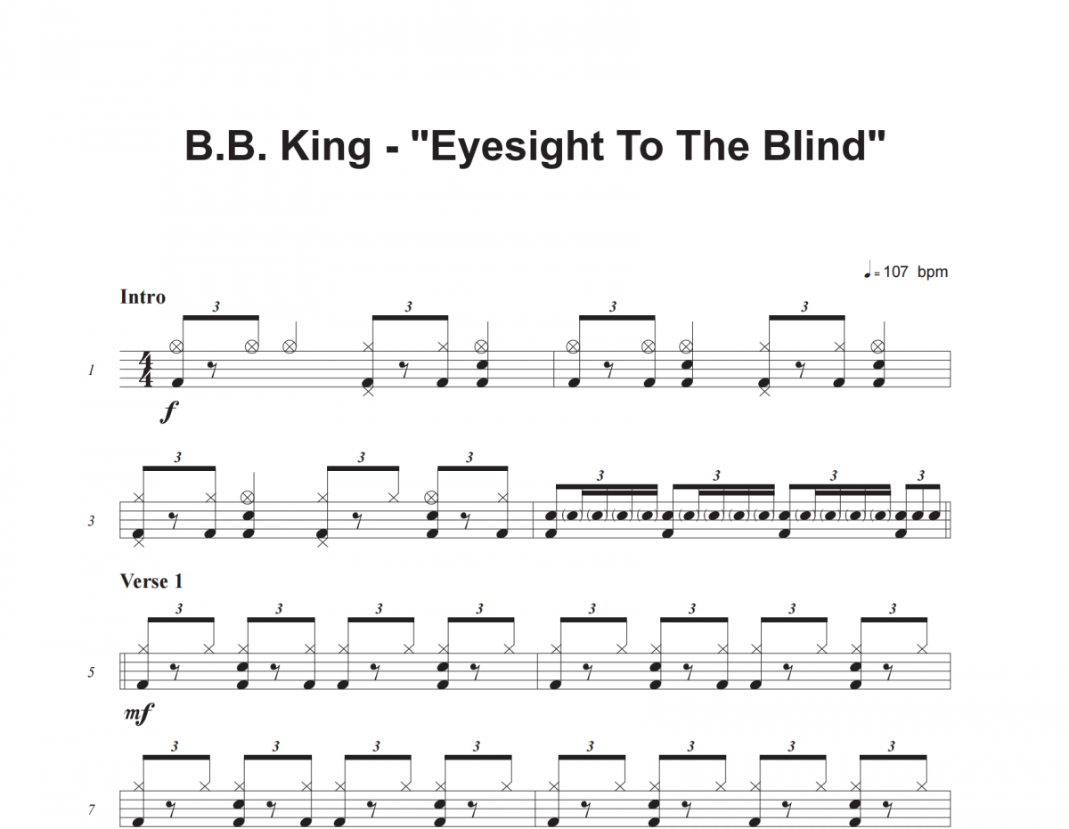 Eyesight To The Blind鼓谱 B.B. King-Eyesight To The Blind架子鼓|爵