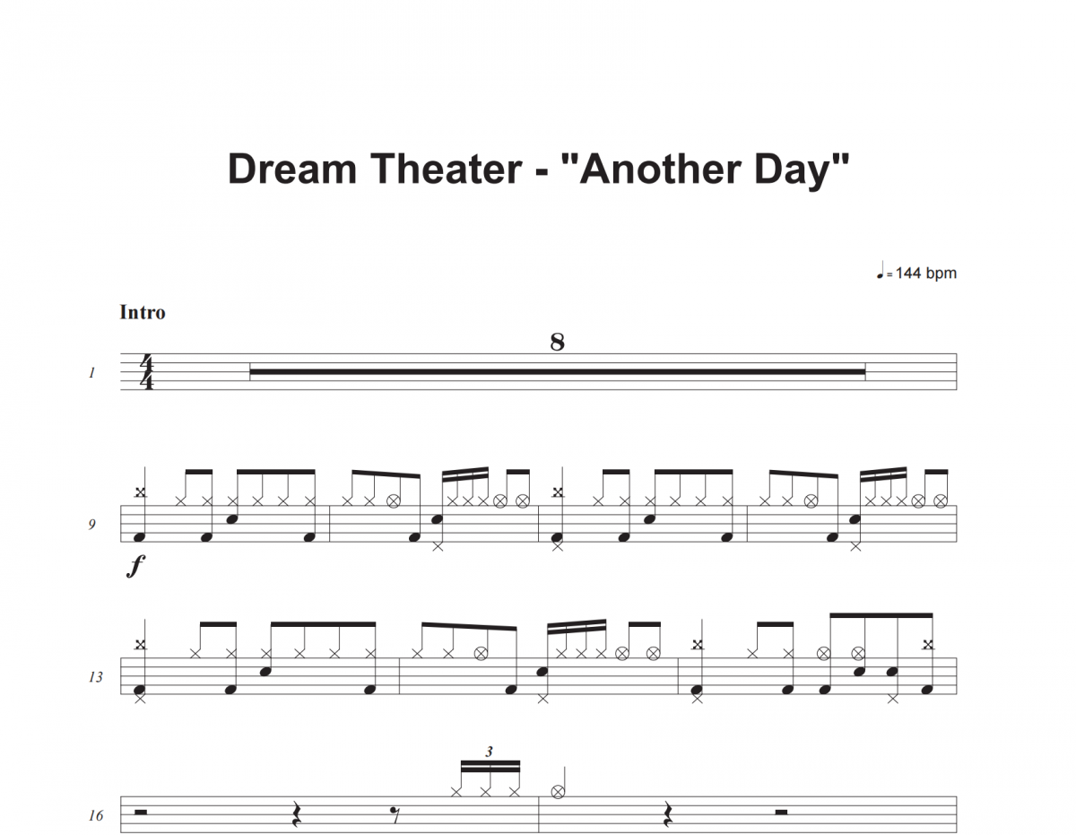Another Day鼓谱 Dream Theater《Another Day》架子鼓|爵士鼓|鼓谱