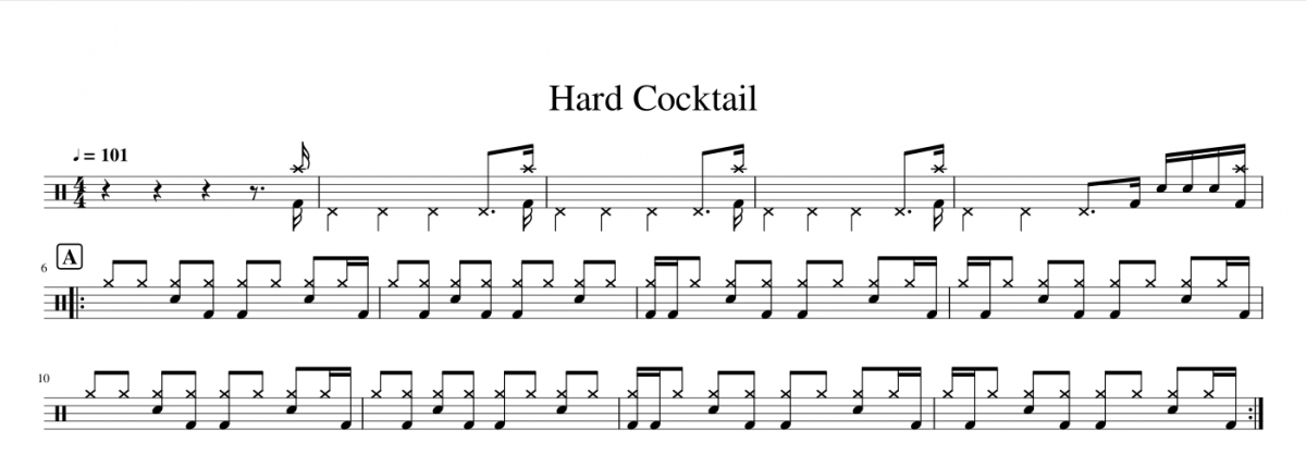 Hard Cocktail鼓谱 ☆Taku Takahashi (高橋拓)Hard Cocktail架子鼓谱+动态视频