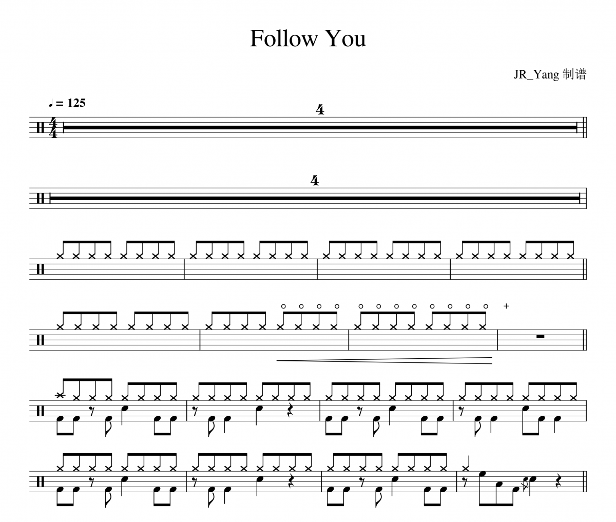 Follow You鼓谱 Imagine Dragons《Follow You》架子鼓|爵士鼓|鼓谱